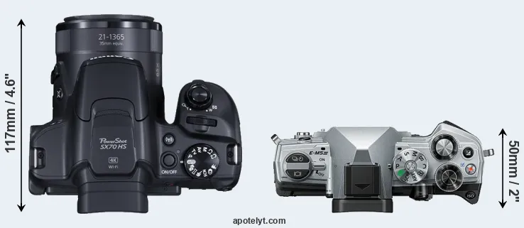 Compare SX70 versus E-M5 III top