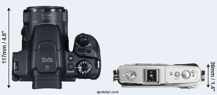 Compare SX70 versus E-P1 top