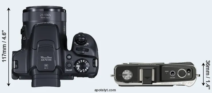 Compare SX70 versus E-P2 top