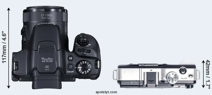 Compare SX70 versus E-PL1 top