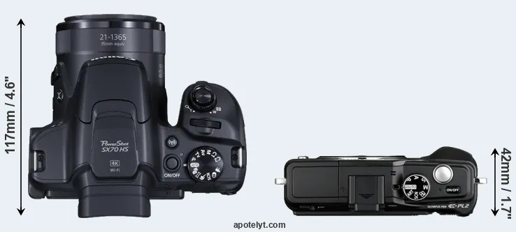 Compare SX70 versus E-PL2 top
