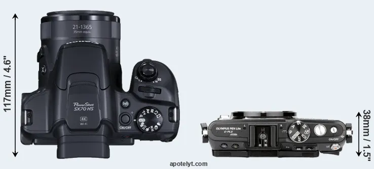Compare SX70 versus E-PL5 top