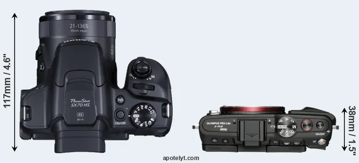 Compare SX70 versus E-PL6 top