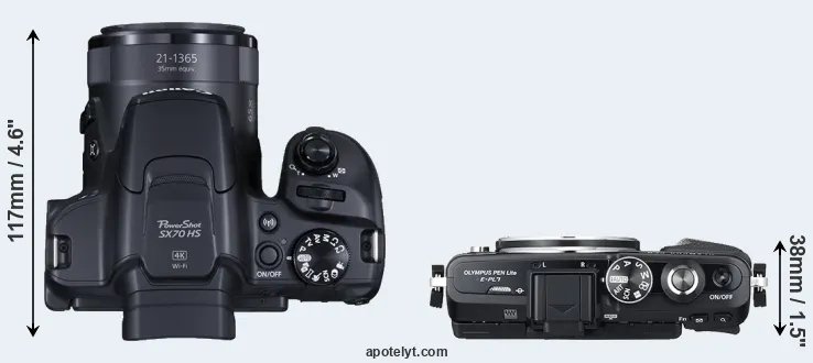 Compare SX70 versus E-PL7 top