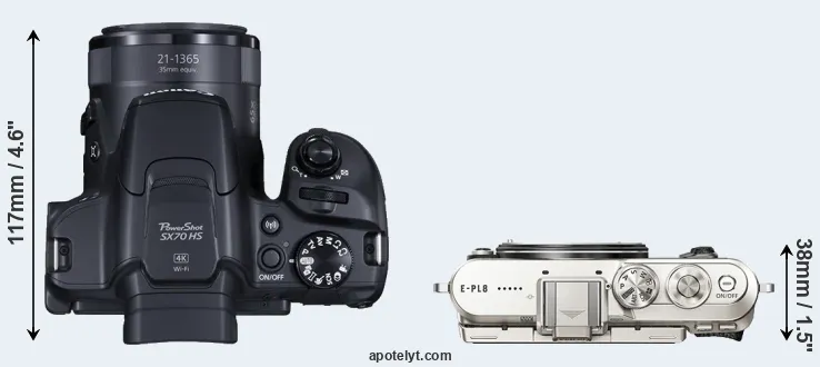 Compare SX70 versus E-PL8 top