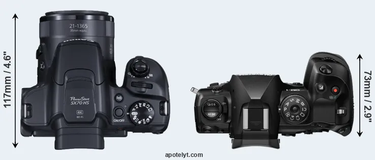 Compare SX70 versus OM-1 II top