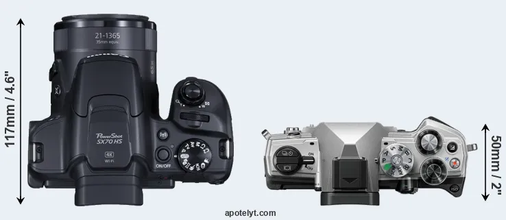Compare SX70 versus OM-5 top