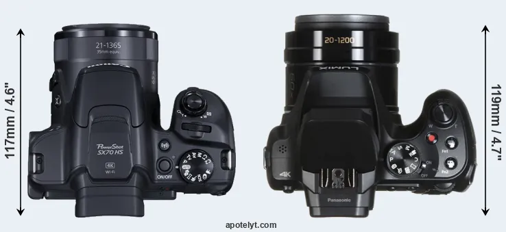 Compare SX70 versus FZ80 top