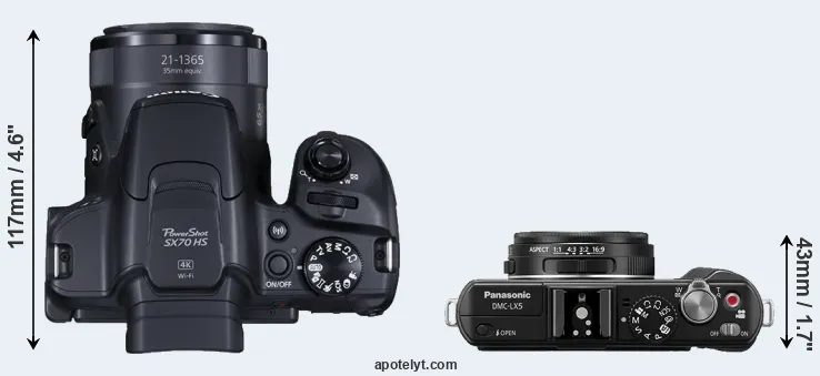 Compare SX70 versus LX5 top