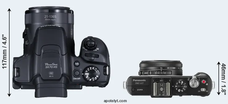 Compare SX70 versus LX7 top