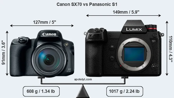 Size Canon SX70 vs Panasonic S1