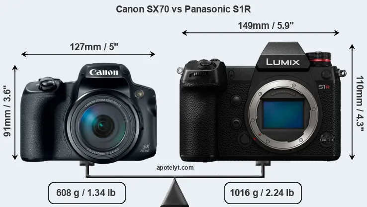 Size Canon SX70 vs Panasonic S1R