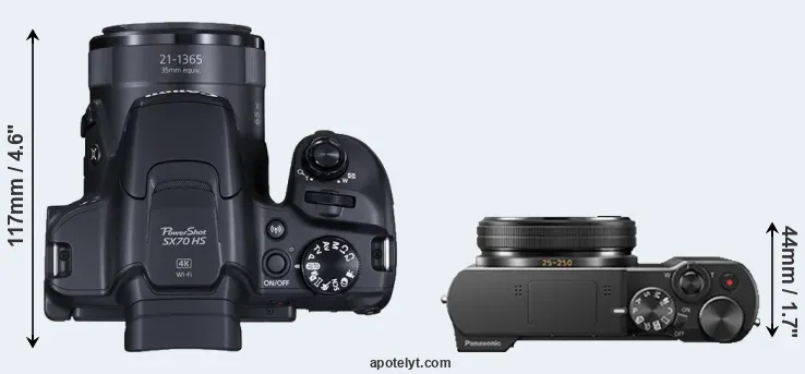 Compare SX70 versus TZ100 top