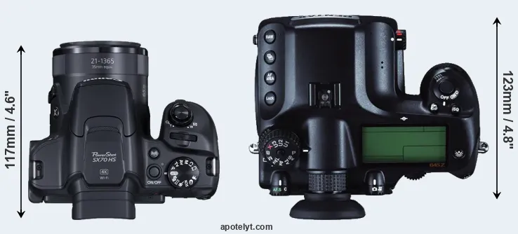 Compare SX70 versus 645Z top