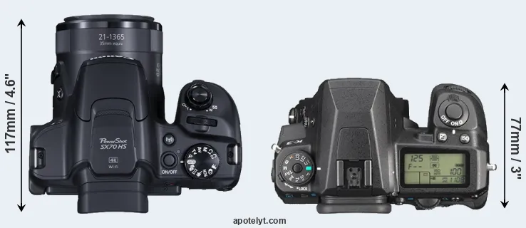 Compare SX70 versus K-3 top