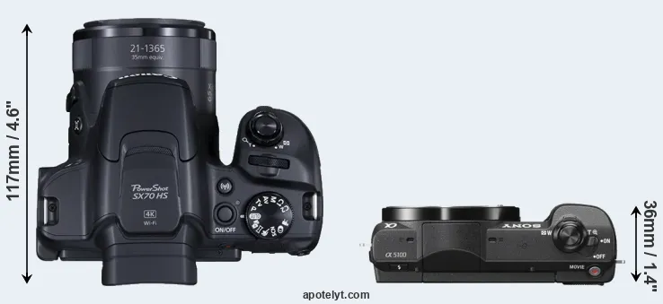Compare SX70 versus A5100 top