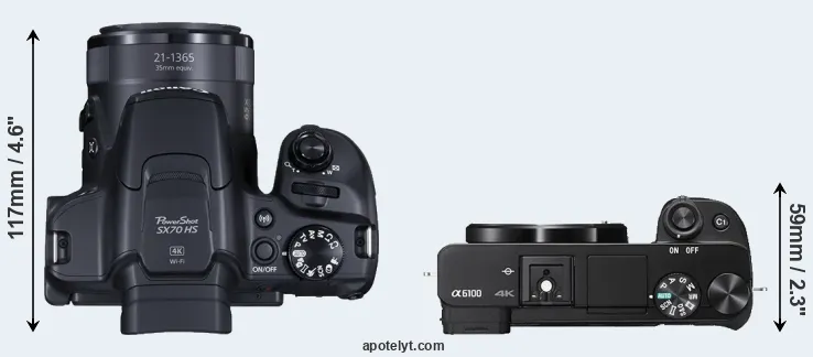 Compare SX70 versus A6100 top