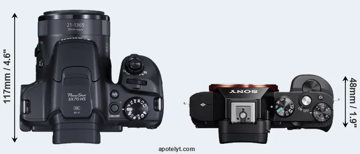 Compare SX70 versus A7 top