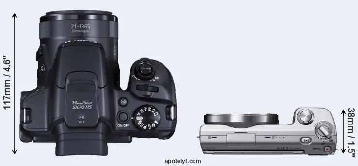 Compare SX70 versus NEX-5 top