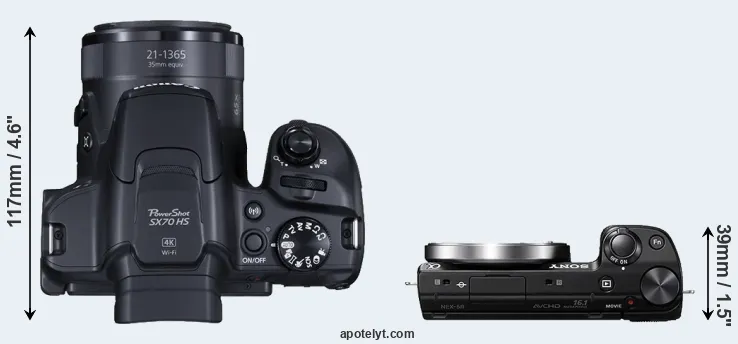 Compare SX70 versus NEX-5R top