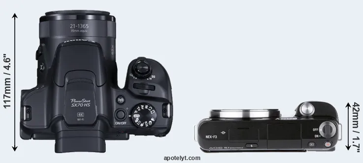 Compare SX70 versus NEX-F3 top