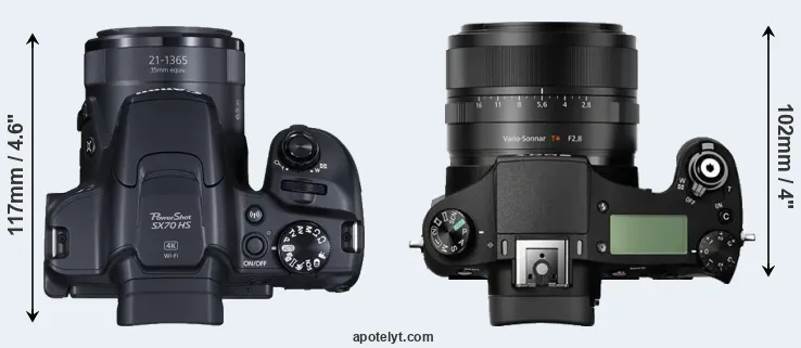 Compare SX70 versus RX10 top