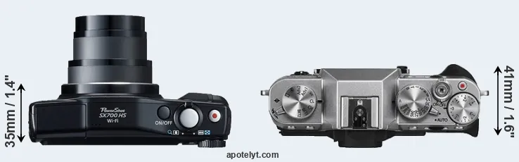 Compare SX700 versus X-T10 top