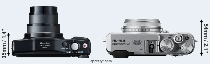 Compare SX700 versus X100 top