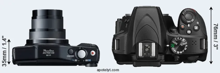 Compare SX700 versus D3400 top