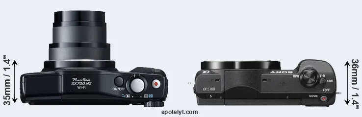 Compare SX700 versus A5100 top