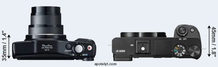 Compare SX700 versus A6000 top