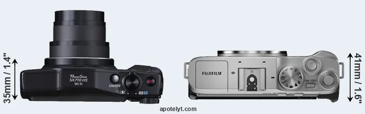 Compare SX710 versus X-A7 top