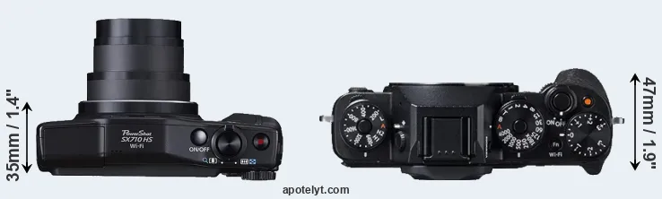Compare SX710 versus X-T1 top