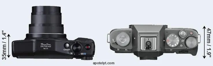 Compare SX710 versus X-T100 top