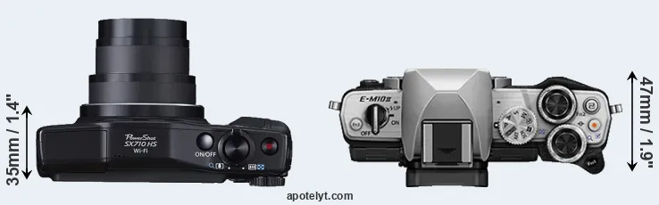 Compare SX710 versus E-M10 II top