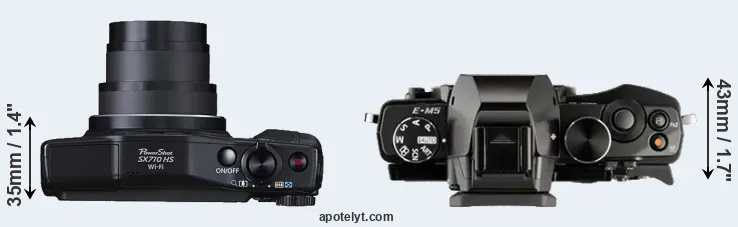 Compare SX710 versus E-M5 top