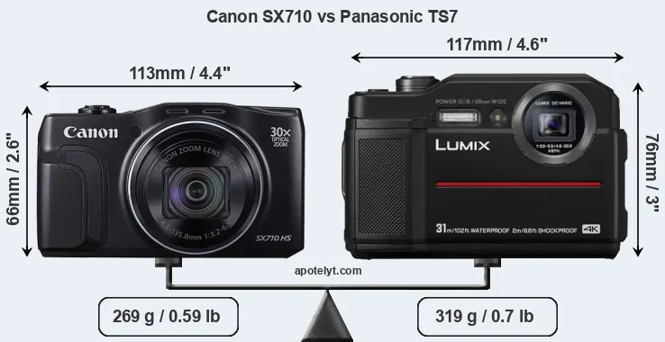 Size Canon SX710 vs Panasonic TS7