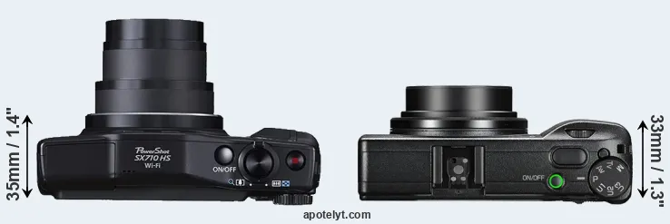 Compare SX710 versus GR III top