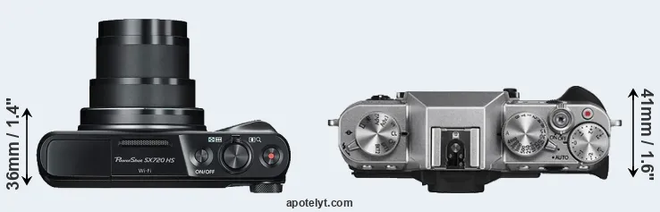 Compare SX720 versus X-T10 top