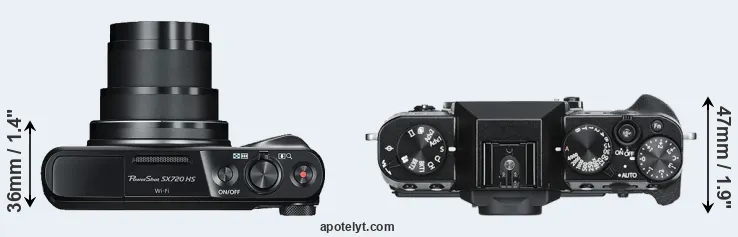 Compare SX720 versus X-T30 top
