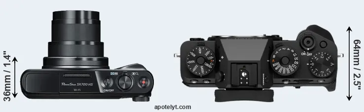Compare SX720 versus X-T5 top