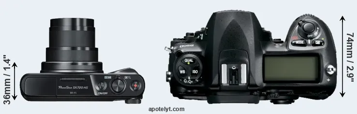 Compare SX720 versus D200 top
