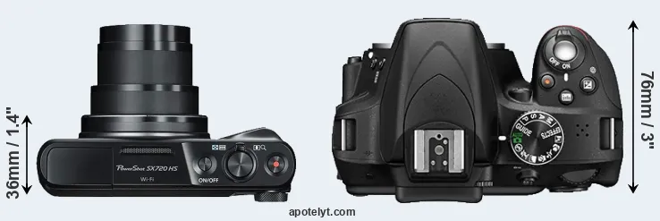 Compare SX720 versus D3300 top
