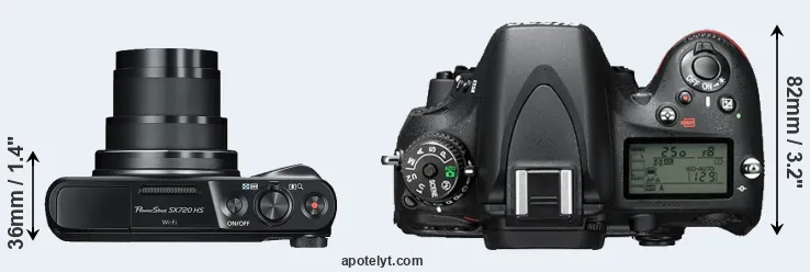 Compare SX720 versus D610 top
