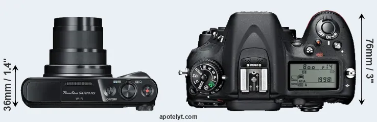 Compare SX720 versus D7100 top
