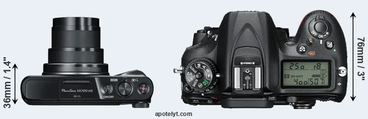Compare SX720 versus D7200 top