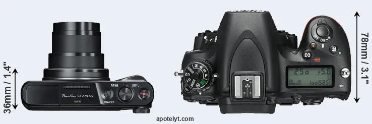 Compare SX720 versus D750 top