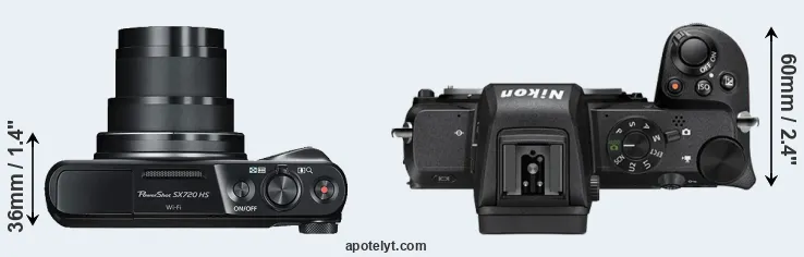 Compare SX720 versus Z50 top