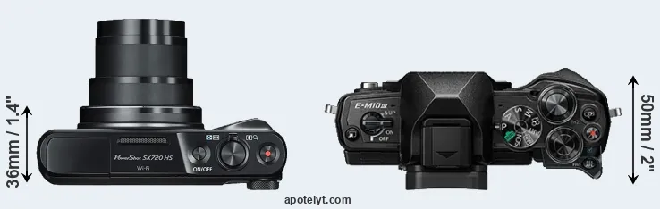Compare SX720 versus E-M10 III top