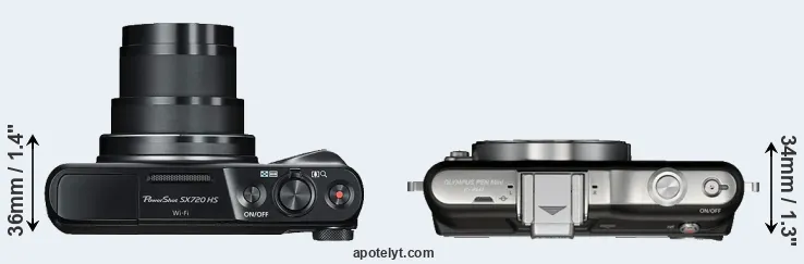 Compare SX720 versus E-PM1 top